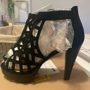 Suede heels worn 1X for about 30 minutes